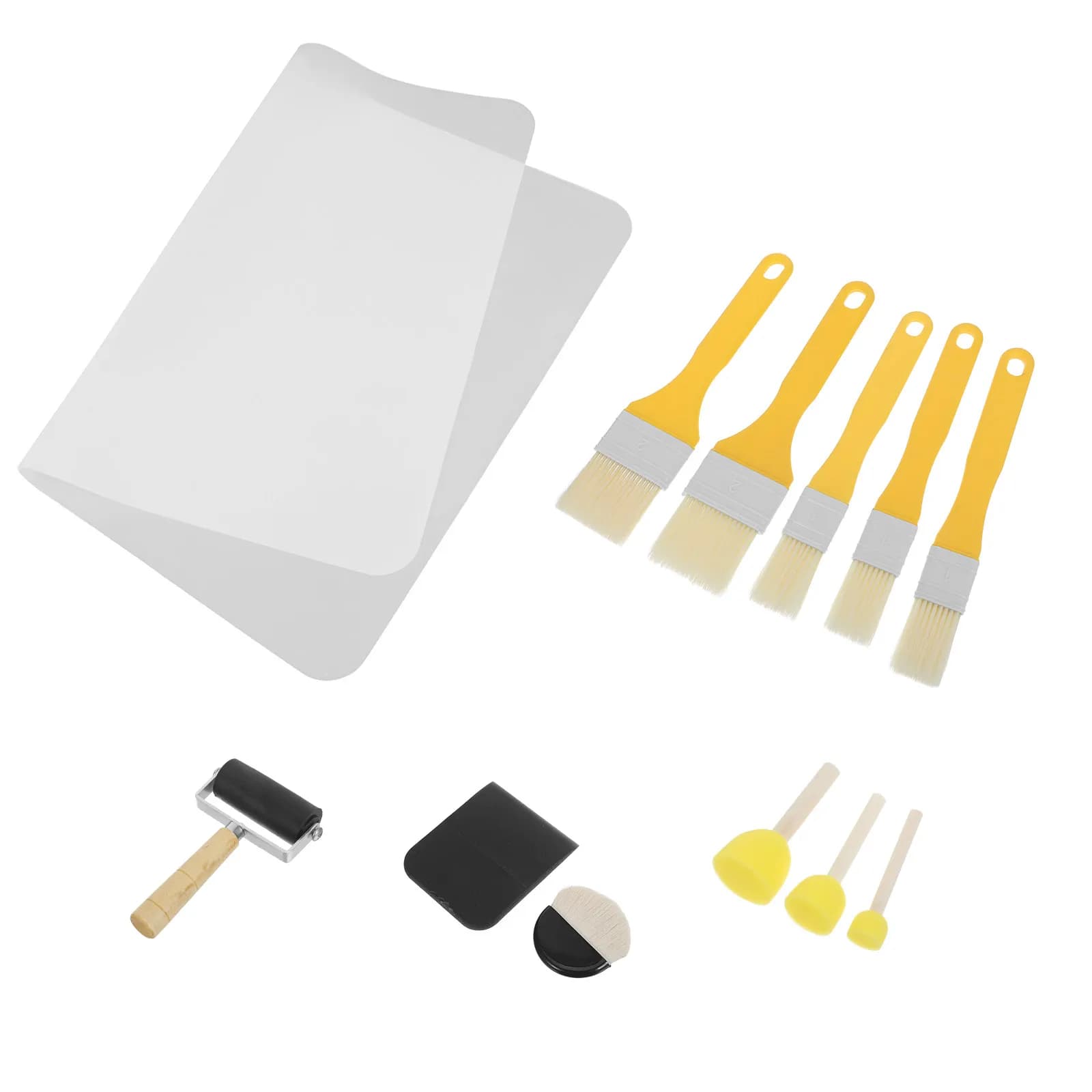 1Set Decoupage Tool Set Complete Starter Kit Decoupage Brush Sponge Roller Scraper Essential Craft Tools for Scrapbooking Paper