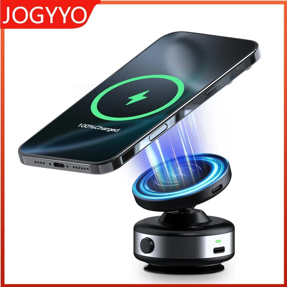 Supporto per Telefono da Auto con Ricarica Wireless a 360 Gradi ° Supporto Magnetico Rotante N52 con Forte Aspirazione Elettrica per iPhone 16 15 14 Pro Max