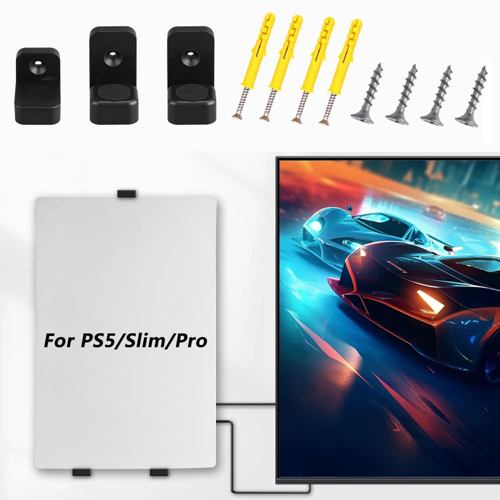 Gancio per staffa per montaggio a parete per PlayStation PS5/Slim/Pro Supporto per gancio di archiviazione per console con viti per accessori PS5