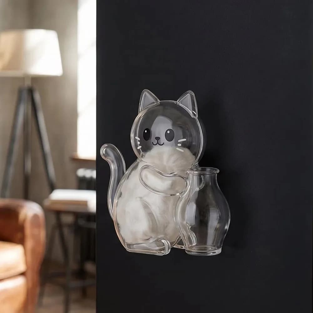 Collezione di Ornamenti Magnetici a Forma di Baffi di Gatto, Scatola Trasparente per Conservare Peli di Gatto, Adesivo per Frigorifero a Tema Gatto