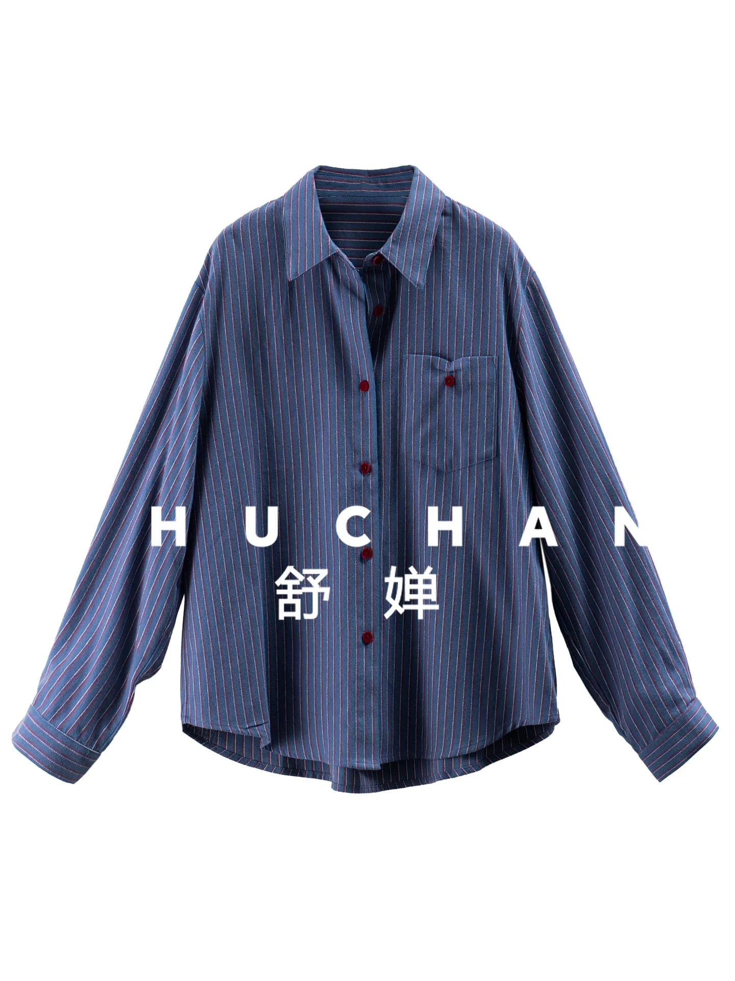Camicia a maniche lunghe da donna in 100% cotone con strisce a contrasto classiche di The Ark 67I1