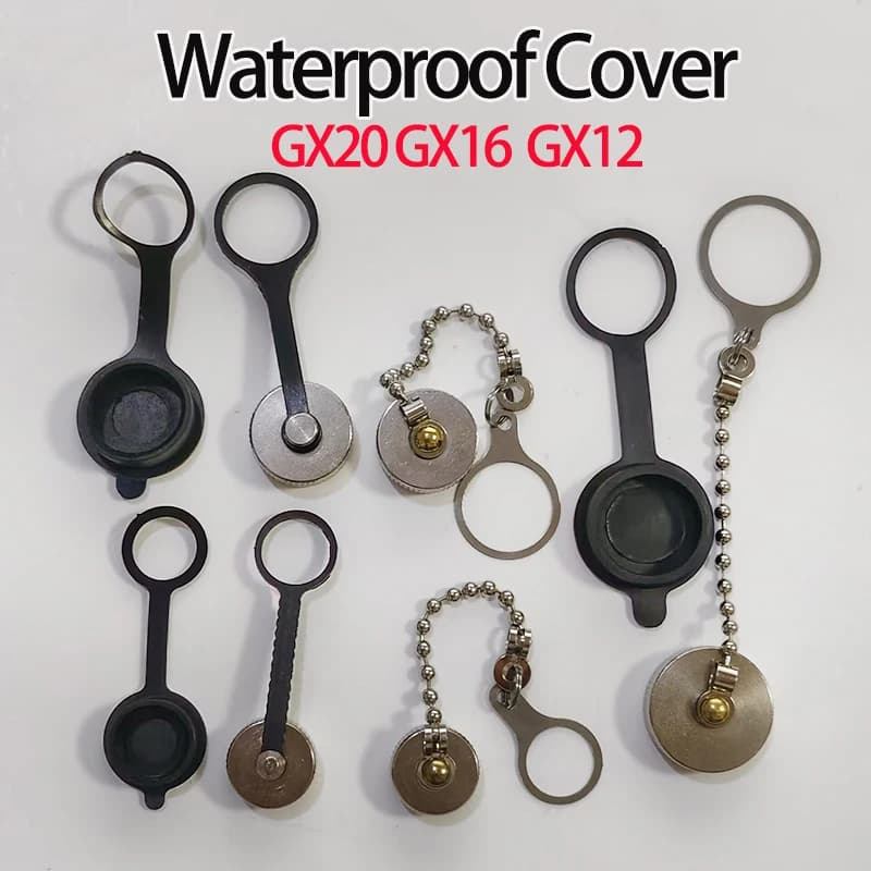 GX12 GX16 GX20 Aviation Circular Plug Socket Waterproof Dust Cable Connector Metal Leather Chain Protective Sleeve Cap