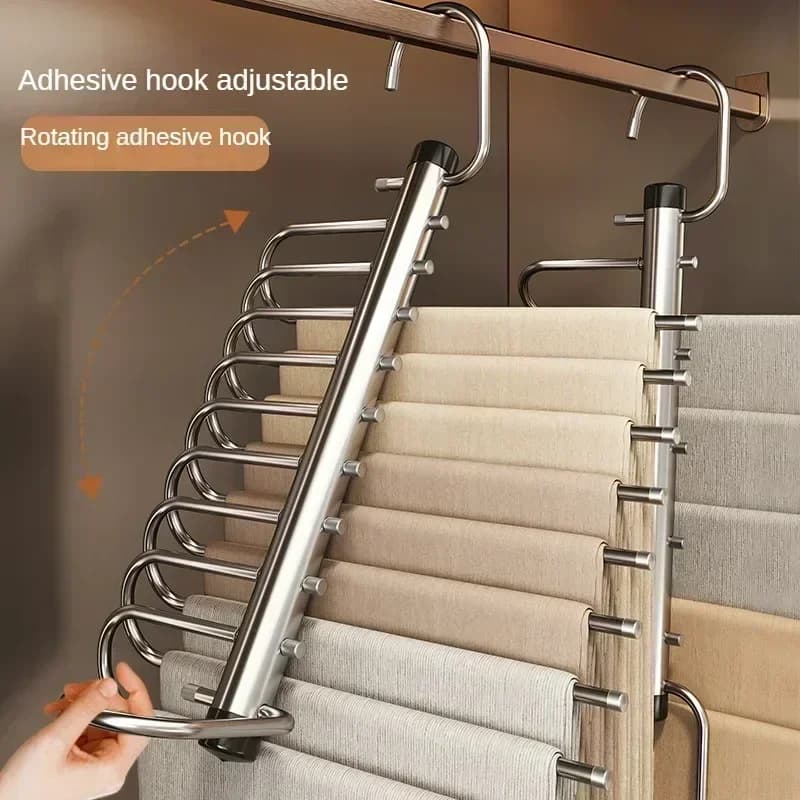 Folding Magic Pants Hangers 5/9layers Stainless Steel Space Saving Clothes Rack Organizer For Wardrobe Trousers Jeans JJ2112