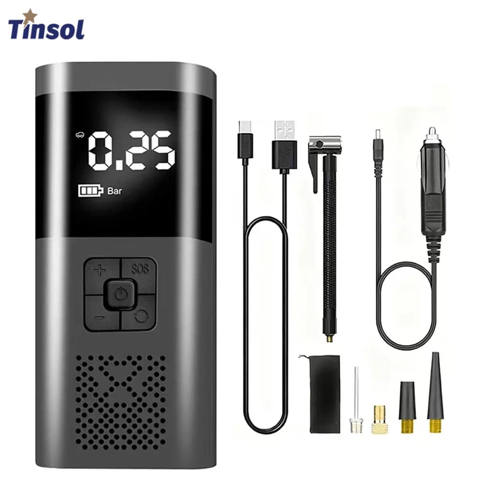Motorcycle Air Pump, Smart Wireless Digital Tire Inflator, Emergency Air Compressor Suitable for Motorcycles, Cars, and Bicycles