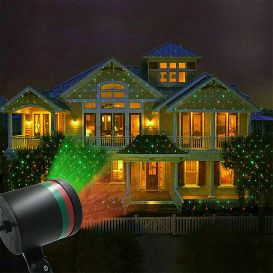 Creativo LED in movimento cielo pieno stella rosso e verde festa di Natale palcoscenico proiettore laser luce paesaggio esterno giardino prato lampada laser