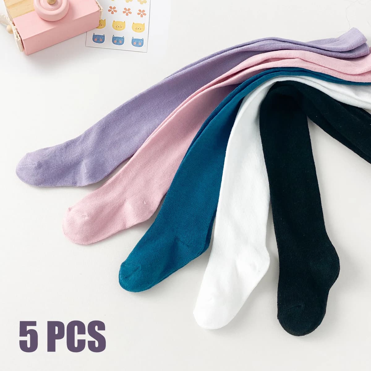 5 paia di calzini leggings per neonati e bambini di spessore medio, calze per bambine per la scuola, il gioco e la stratificazione quotidiana