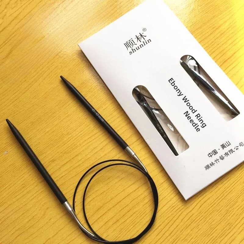 Set di Ferri Circolari per Maglieria in Ebano Nero Marca Unlin, Kit di Strumenti per Maglieria da 60 cm, Strumento per Lavorazione a Maglia a Forma di Anello per Fai da Te Domestico