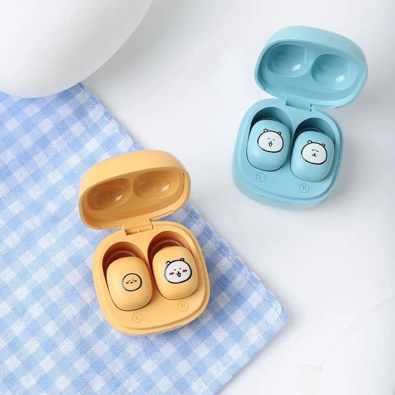Kawaii Joke Bear Mini Wireless Bluetooth Earbuds Portable Denoise Storage Case Earbuds Set Joke Bear Anime Peripheral Gift