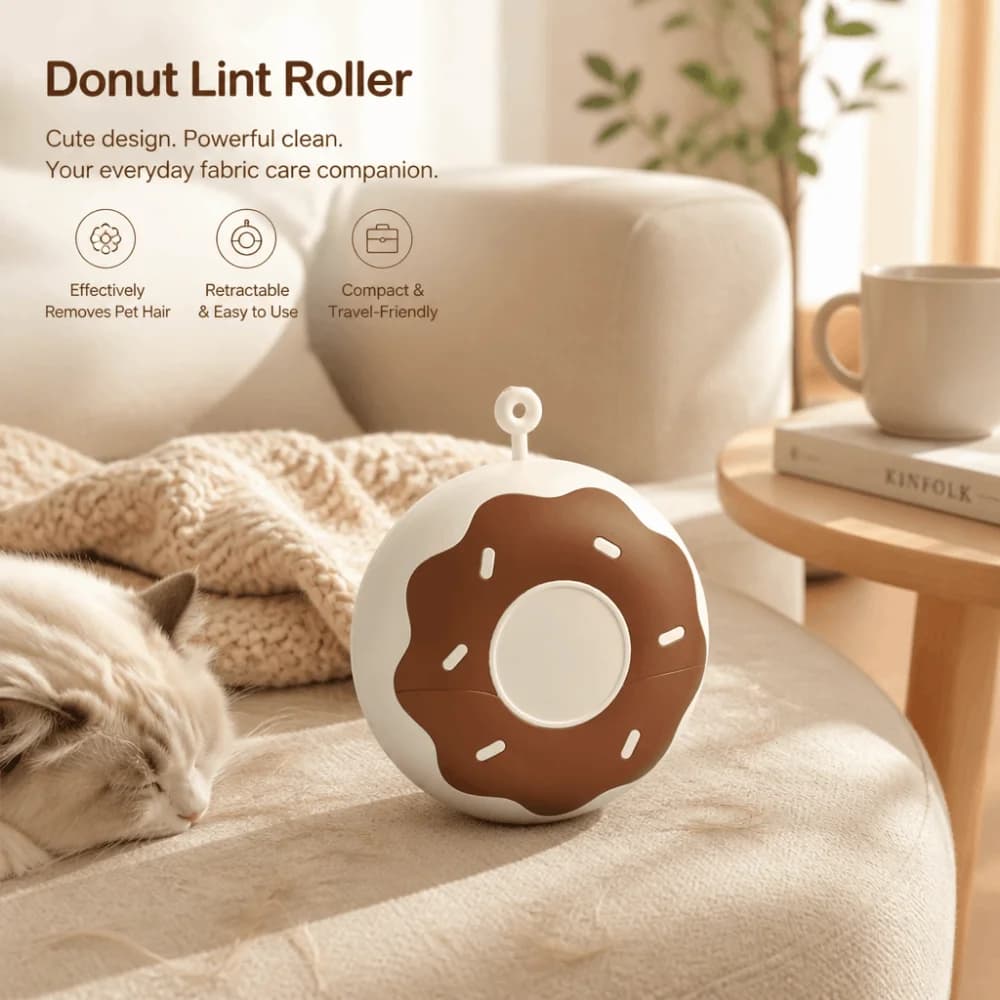 Strumento Essenziale Riutilizzabile per Rimuovere Pelucchi, Rullo Anti-Pelucchi a Forma di Ciambella, Mini Rullo Extra-Adesivo per Rimuovere Peli di Animali da Tappeti