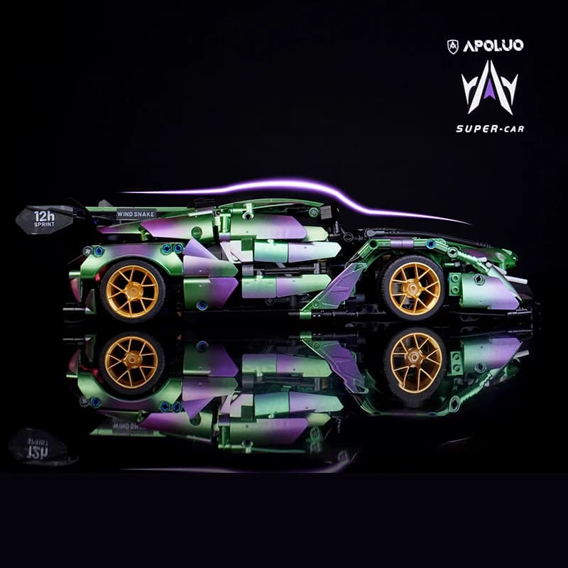 Blocchi di costruzione Supercar Arrow ispirati a Apollo 1220 pezzi Kit modello 1:14 - Giocattolo in mattoni fai da te in stile viola metallizzato e sfumato per Dis