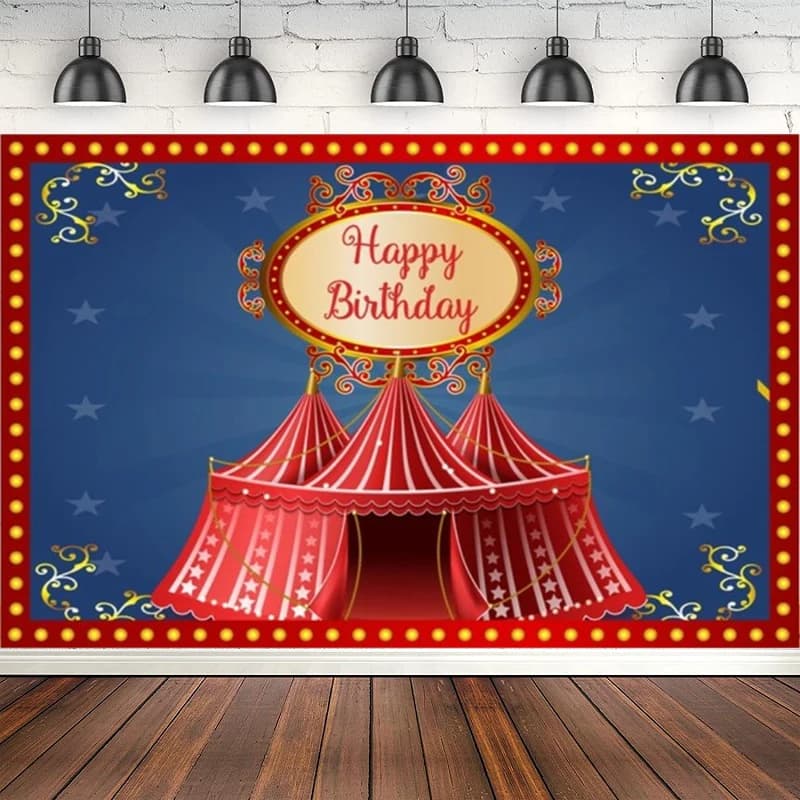 Sfondo Fotografico Circo, Tenda Rossa da Carnevale, Fondale per Baby Shower e Feste di Compleanno, Poster, Tenda, Striscione per Studio Fotografico