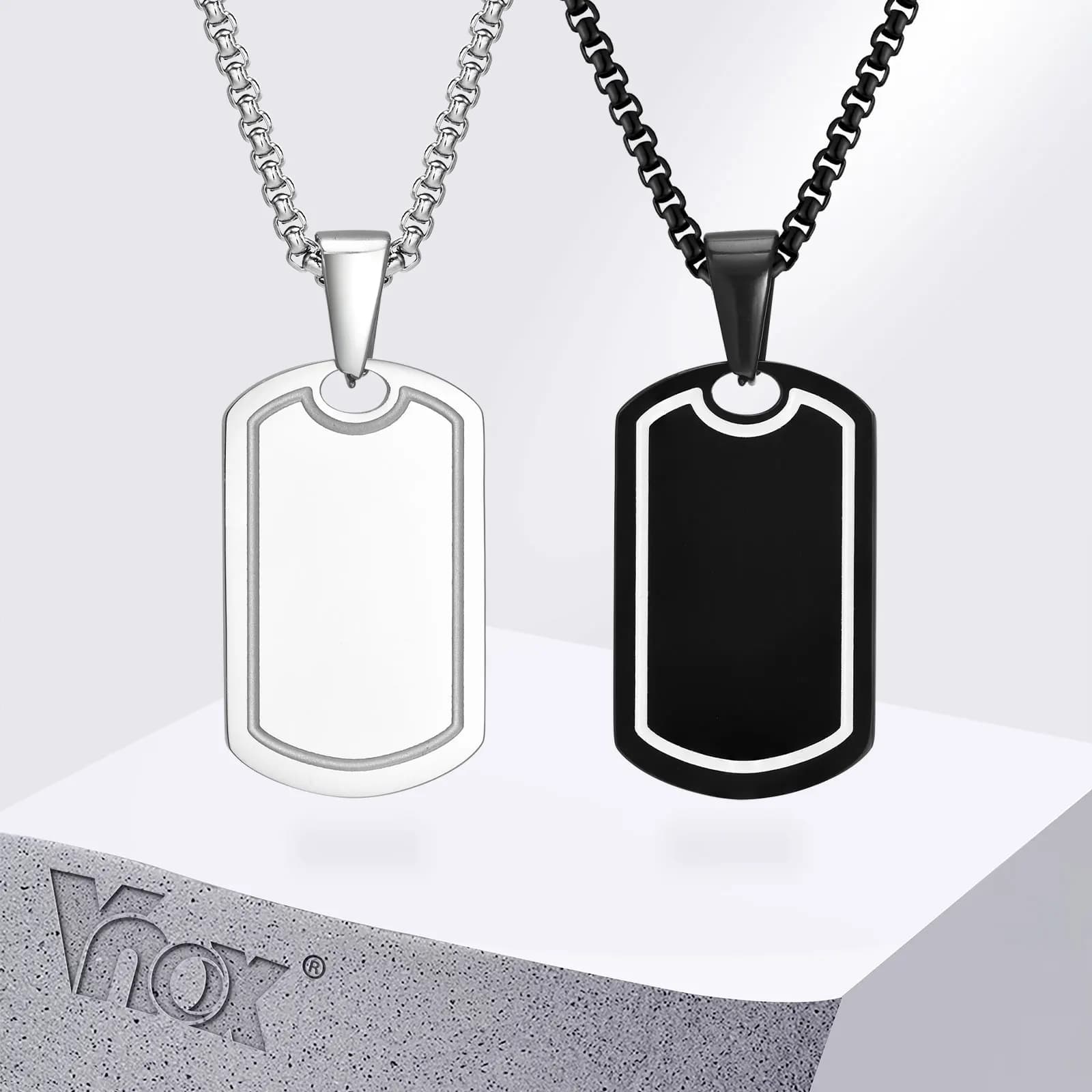 Linee scanalate Vnox collane con medagliette per cani per uomo donna, ciondolo per cani piccolo Unisex in acciaio inossidabile, collare freddo per cani militari