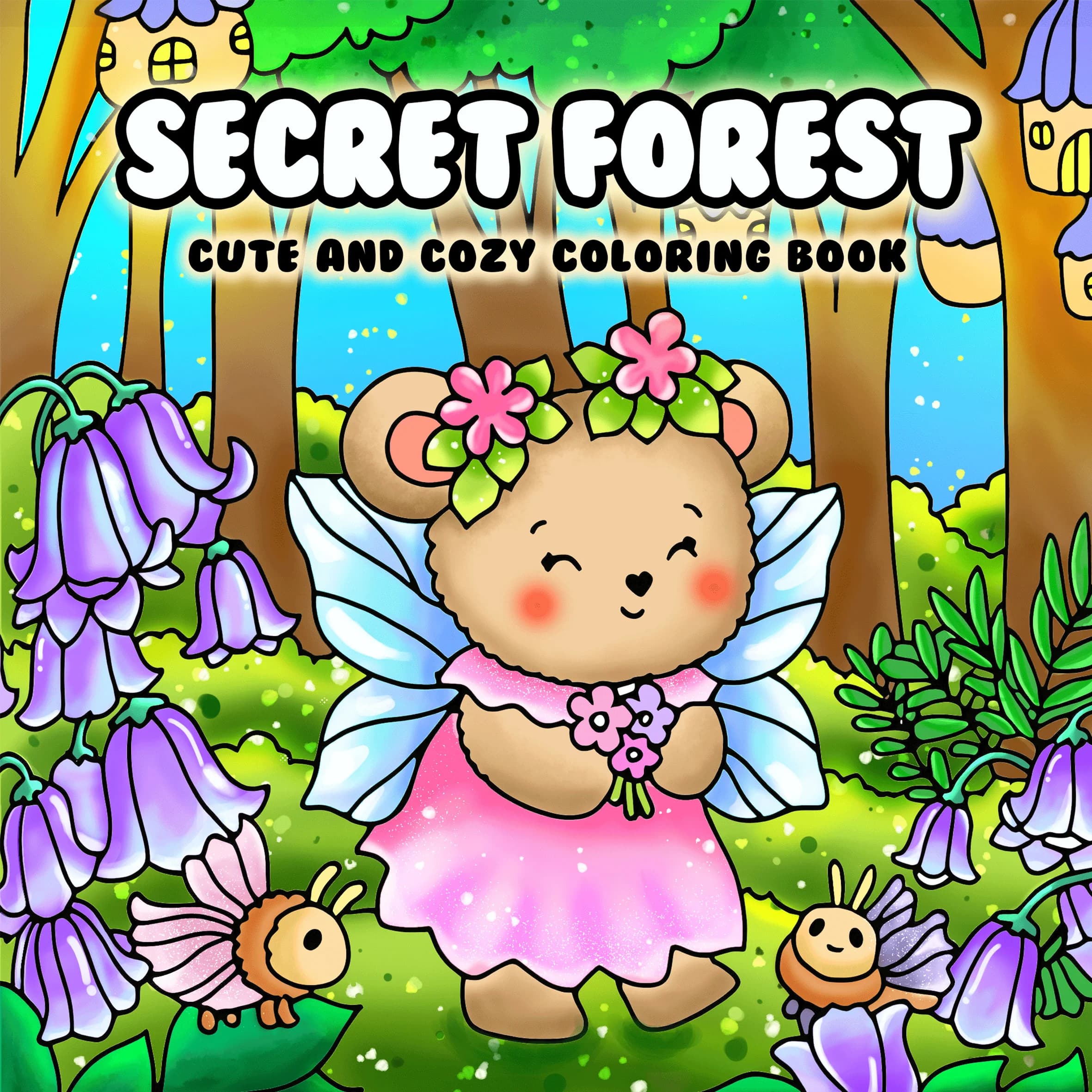 SECRET FOREST Bold-easy Patterns Coloring Book for Adults Cute Drawing Book Perfect Gift for Party and Birthday