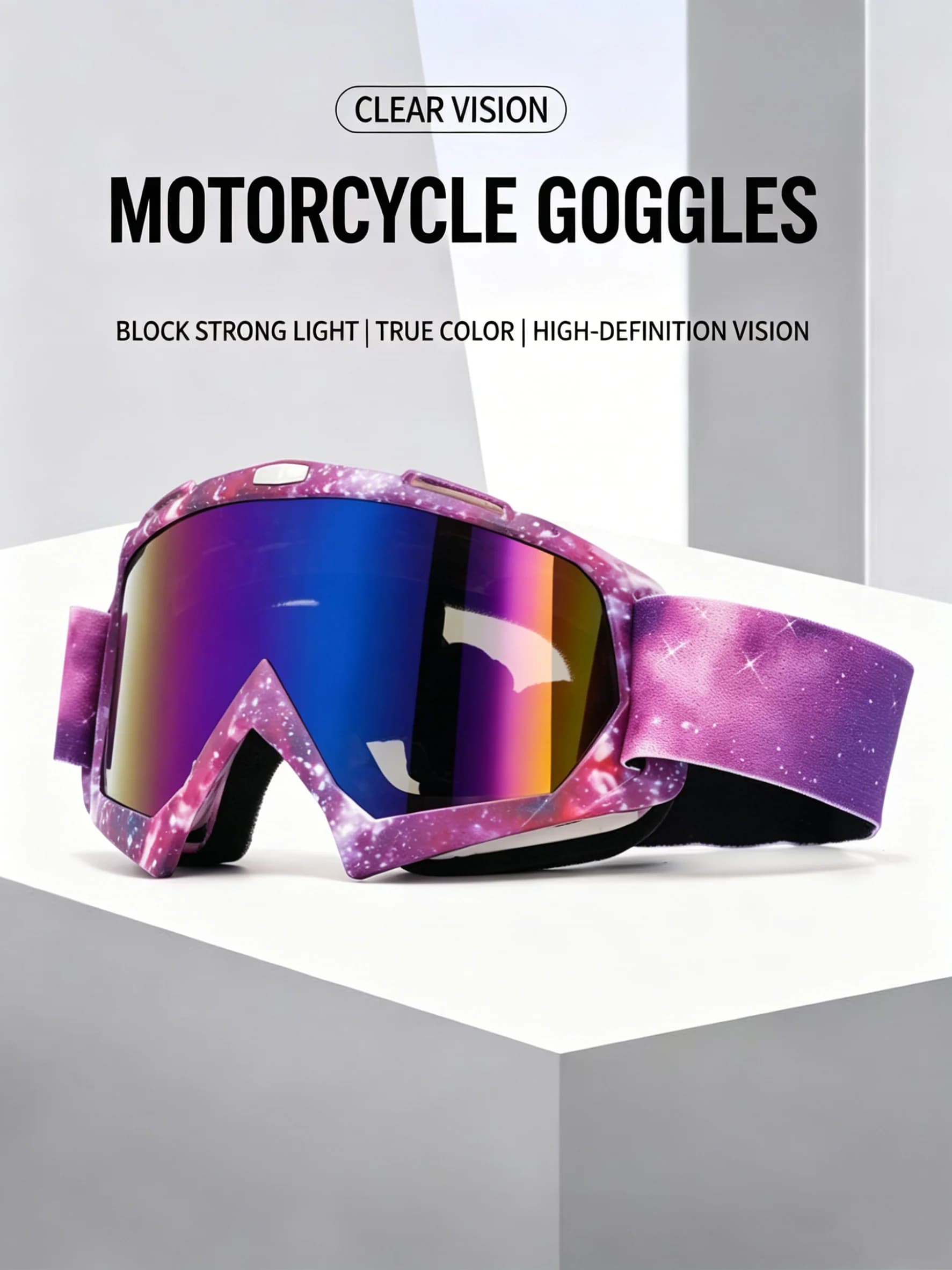 Unisex Water Transfer Printing Off-Road Motorcycle Goggles, Outdoor Riding Windproof Goggles, Multifunctional Ski Sports Glasses