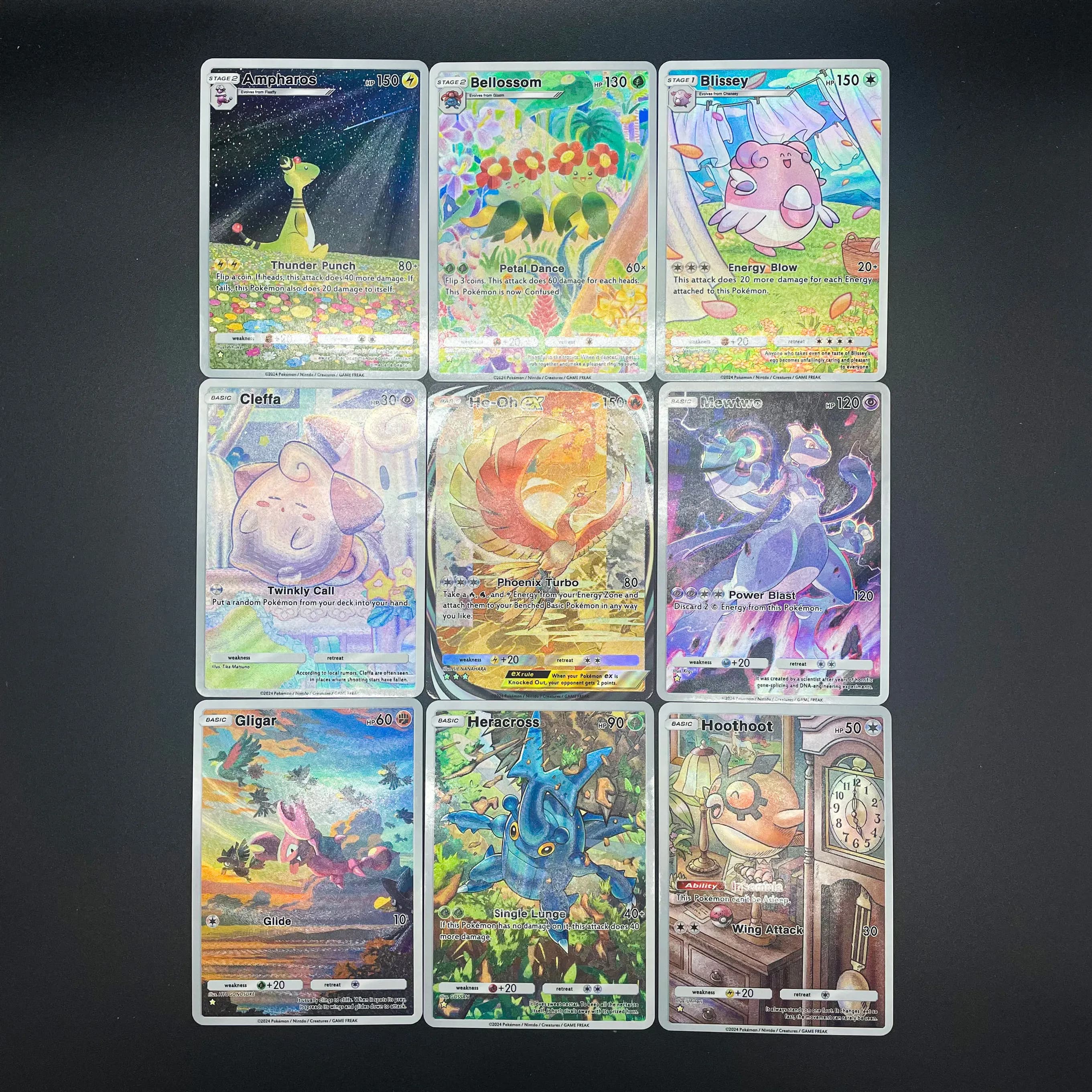 La 21esima installazione Ptcg Pocket Collection Card Inglese Ampharos Cleffa Blissey Mewtwo Carta flash con texture in rilievo Regalo per bambini