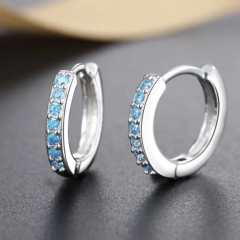 Orecchini a cerchio piccoli classici in argento sterling 925 con zirconi cubici multicolori per regali di gioielli di moda per feste di nozze da donna