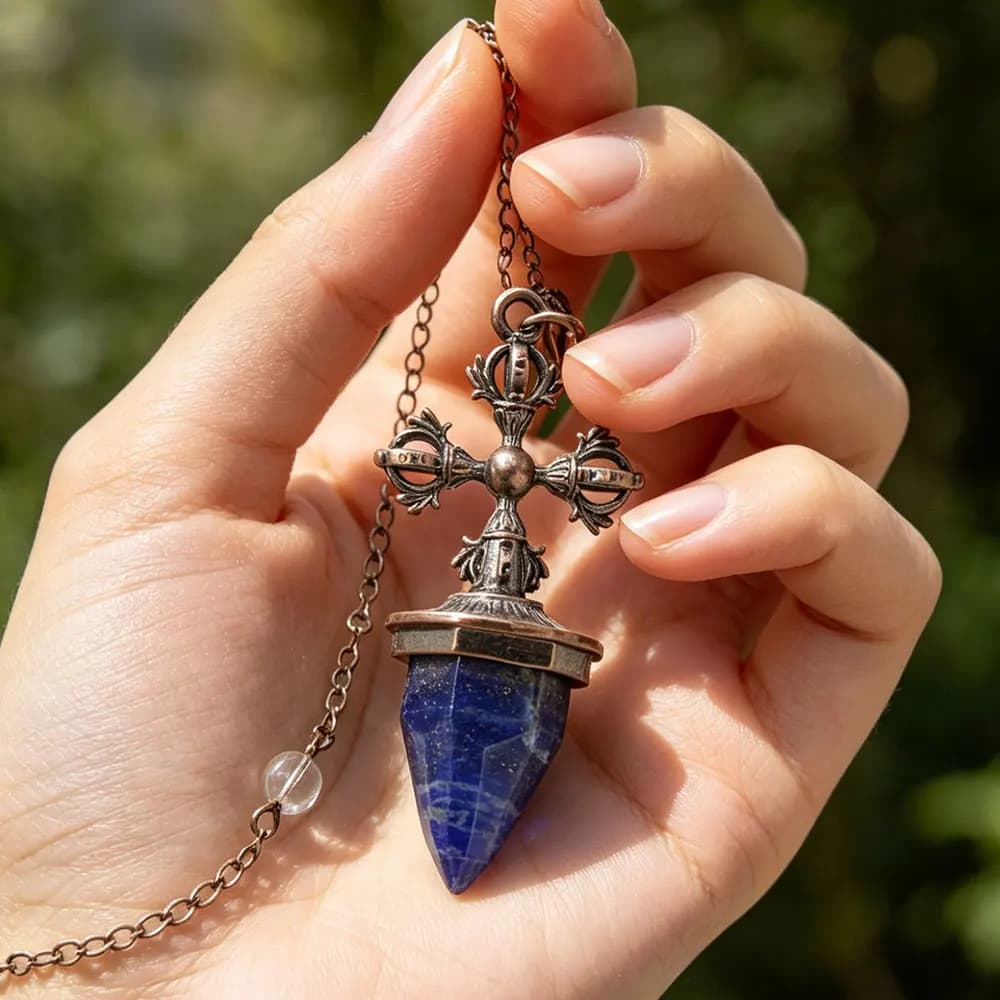 Natural Stone White Crystal Pendant Pendulum for Divination Antique Cross Lapis Lazuli Reiki Spiritual Pink Quartz Pendulos x444