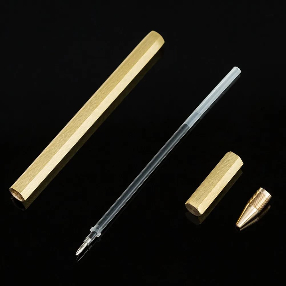 Penna Gel Esagonale in Rame Fatta a Mano Stile Vintage Superficie Liscia per Scrittura e Disegno per Studenti, Ufficio e Professionisti