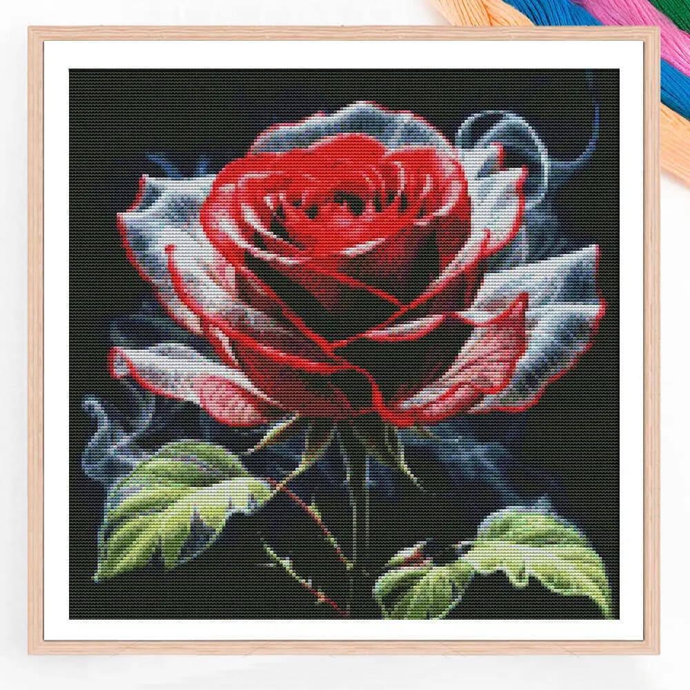 DIY Rose Flower Cross Stitch Kit 11CT Printed Canvas Embroidery Needlework Handmade Sewing Set Suitable For Beginners