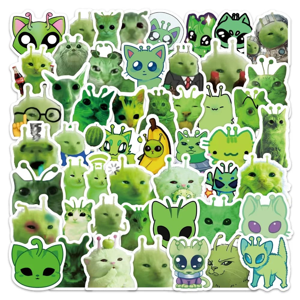 100pcs/Set Alien Cat Stickers Cartoon Laptop Luggage Scrapbook Diary Graffiti Sticker Toy