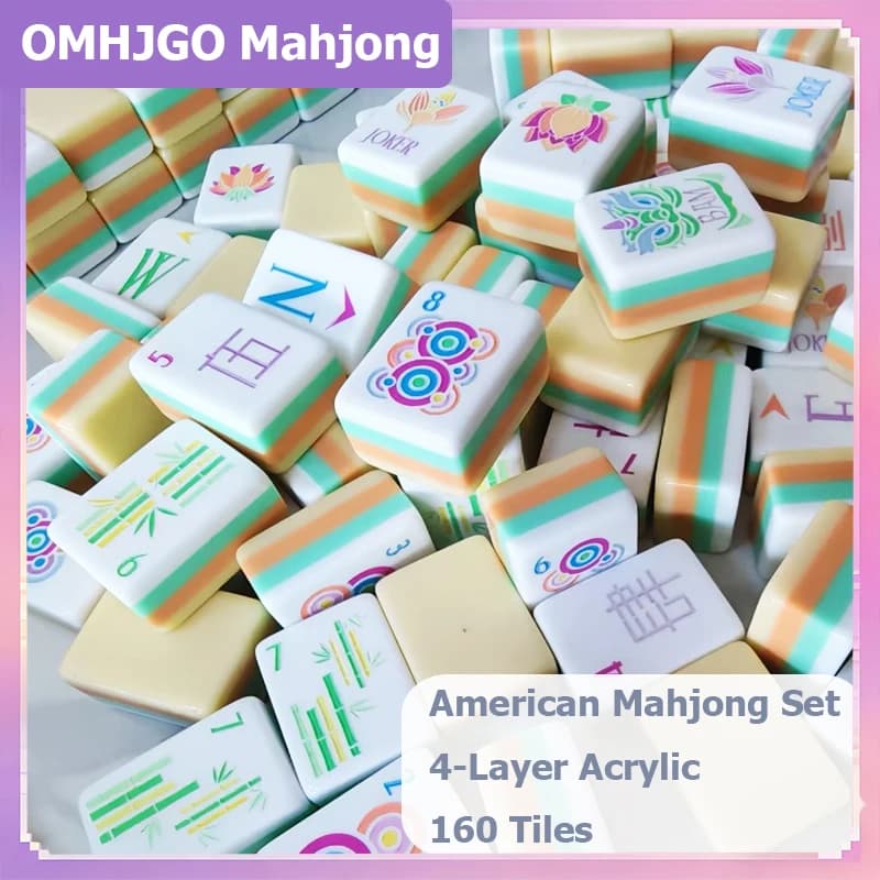 Spedizione Gratuita Set di Lusso di Tessere Mahjong Gialle Americane, Gioco Mahjong Portatile in Acrilico a 4 Strati, Regalo Sorpresa