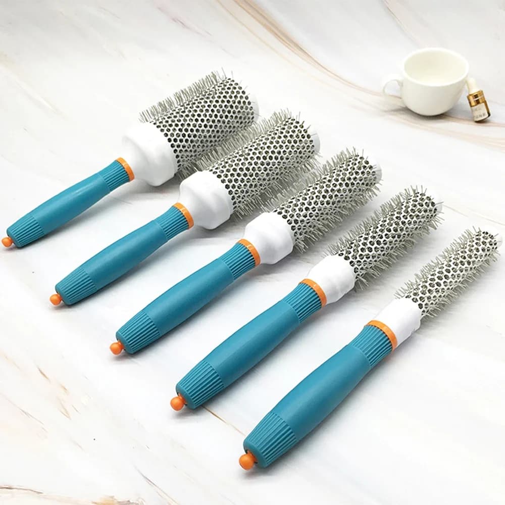 Set Professionale di Spazzole e Pettini per Capelli - Strumento per lo Styling di Capelli Ricci con Rulli, Blu