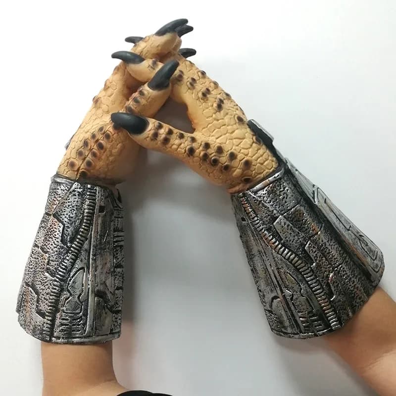 Guanti e maschera in lattice per cosplay The Predator, film di Halloween, costume da festa, accessorio per le mani, oggetti di scena realistici per artigli