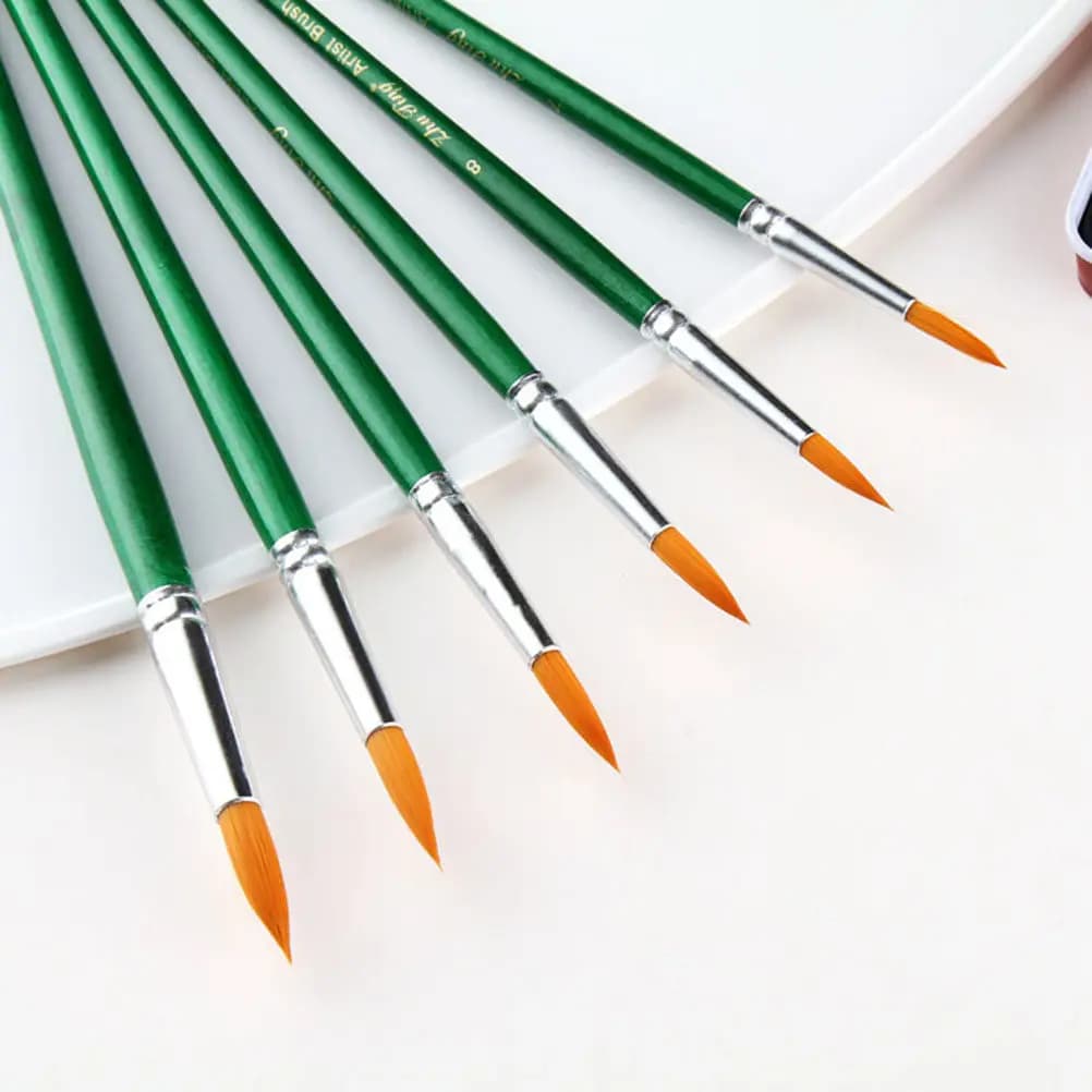 12Pcs Pointed Tip Paint Brushes Set for Acrylic Oil Watercolor Gouache Face Paint Pottery Fine Detail Art Beginners Students