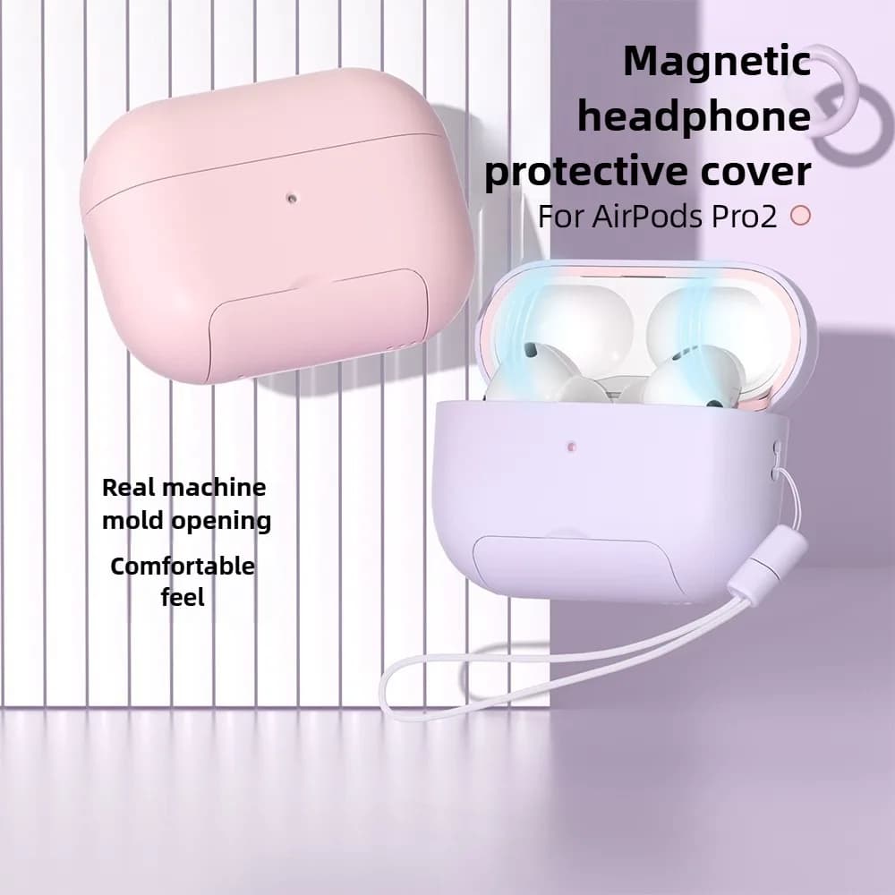 For Apple AirPods 4/Pro 2 protective case - Solid color with magnetic support Cover for Bluetooth earphones