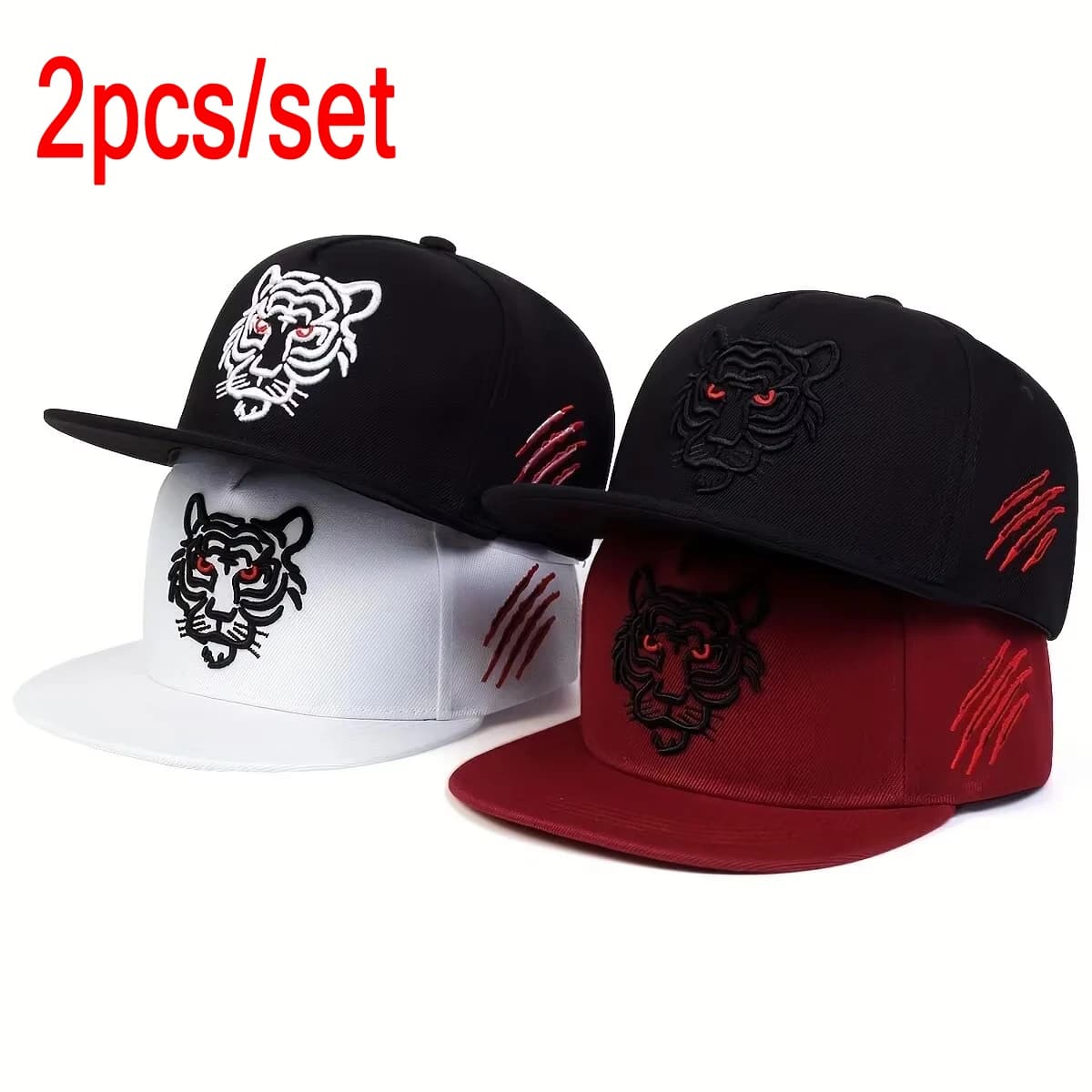 Unisex Tiger Embroidered Hip-hop Hats Outdoor Adjustable Casual Baseball Caps Sunscreen Hat