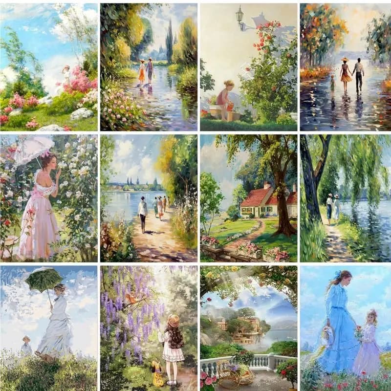 1pc frameless Acrylic Painting By Numbers For Adults Garden Kids Parent Drawing By Numbers Wall Art Paint Kit Gift Handpainted O