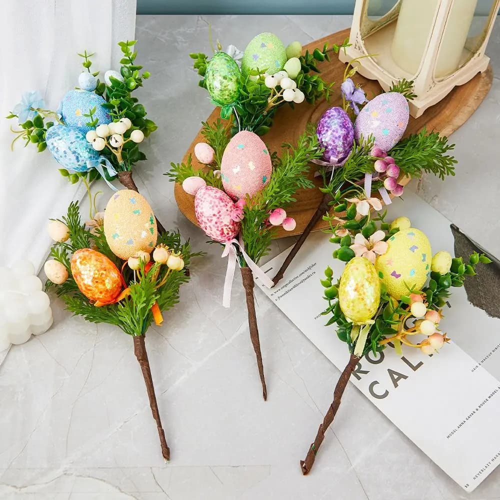 Creative Foam Eggs Copper of a Tree Artificial Simulation Easter Eggs Festival Party of Fake Colorful Plants DIY