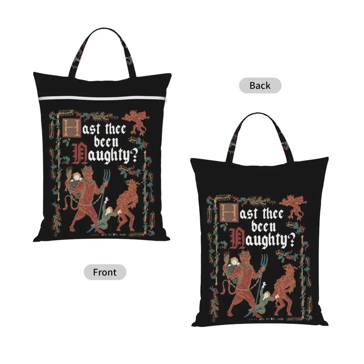 Krampus Medieval Style Naughty List English History Travel Laundry Bag Reusable Dirty Clothes Pouch Gym Yoga Washing Basket