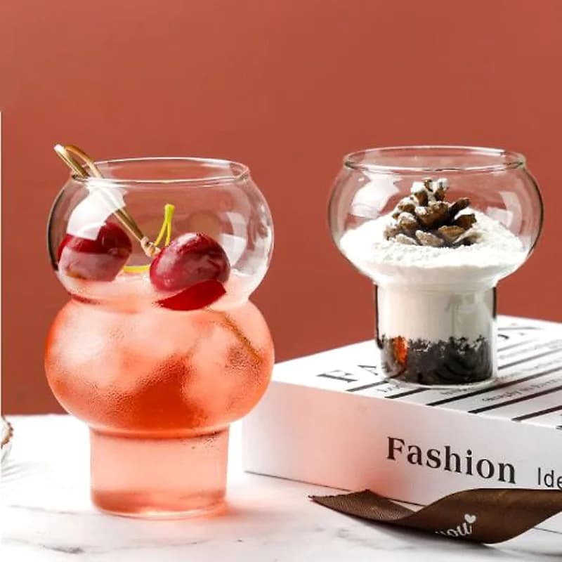 Tazza di vetro trasparente Alto borosilicato Resistente al calore Whisky Vino Yogurt Tazza da dessert Home Bar Bicchieri Tazza d'acqua a forma di zucca