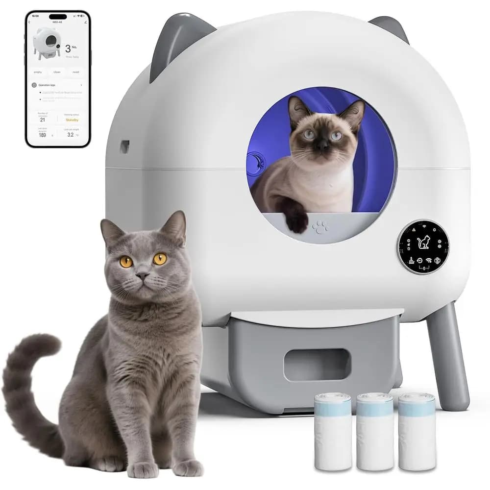 Lettiera autopulente, robot automatico per lettiera per gatti con controllo APP e protezione di sicurezza per gatti multipli