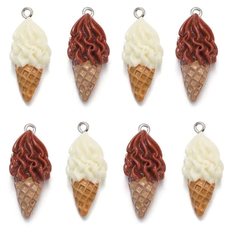 10 pezzi di ciondoli in resina a forma di gelato per la creazione fai da te di orecchini, bracciali, collane, gioielli e accessori artigianali 14*31mm