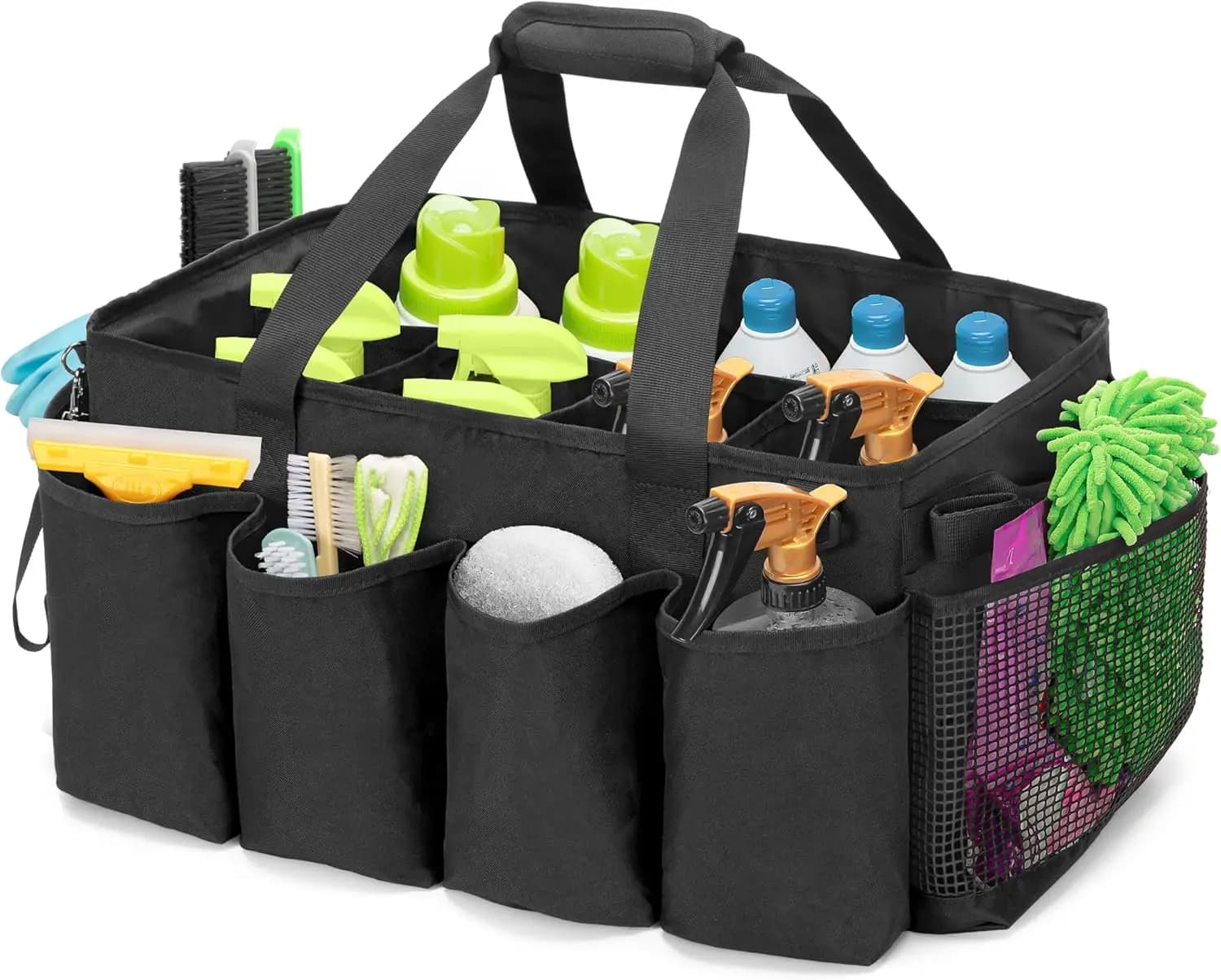 Grande Organizzatore per Pulizie con Manici per Conservazione Attrezzi, Borsa Capiente per Uso Domestico e Auto