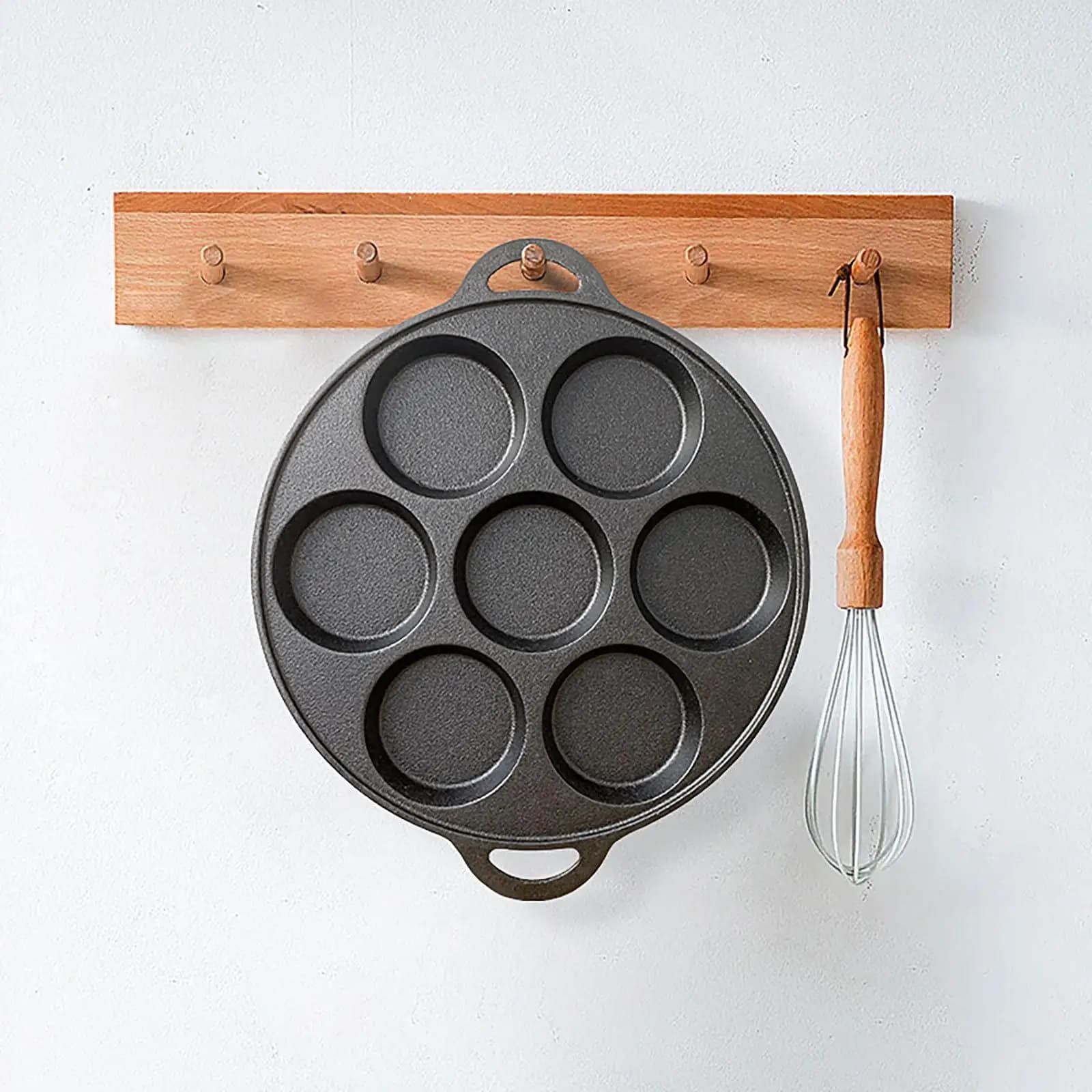 Egg Frying Pan 7 Hole Gas Stove Omelet Pan Pancake Pan Divided Grill Pan for Burger Pancake Household Breakfast Restaurants