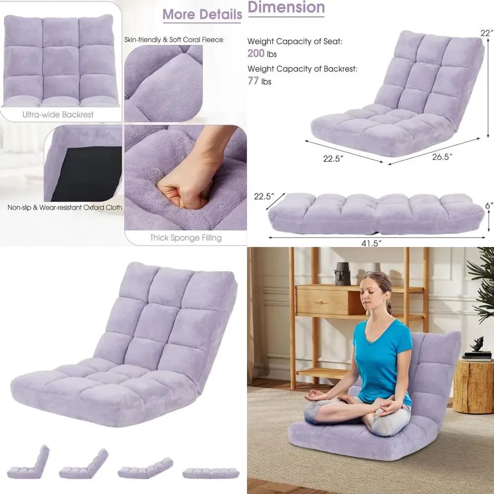 Sedia da Gaming Ergonomica Reclinabile con Supporto Lombare Regolabile e Seduta Imbottita per Meditazione o Relax (Azzurro, Grande)