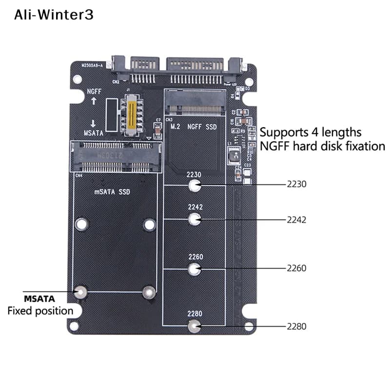 【Wtr3】（)1Pc 2025 Nuovo Adattatore Esterno NGFF a SATA 3 per HDD, Scheda Adattatore Protocollo MSATA SSD M.2 SATA per Trasferimento Dati