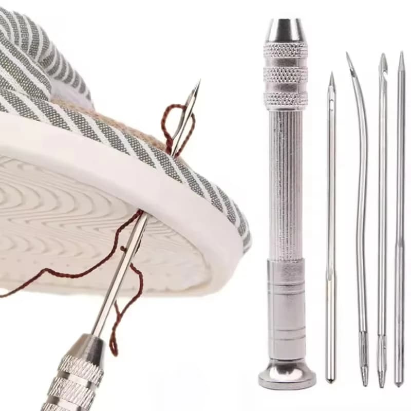 Leather Sewing Needles Kit, Set Contains Silver Leather Sewing Awl, 5/15 Piece Needle Suitable for Leather Canvas Tent