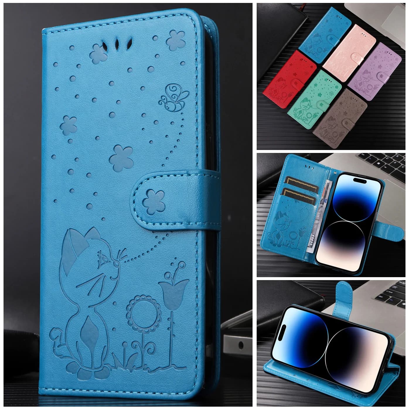 Portafoglio con slot per schede Cover Cavalletto Custodia in pelle con vibrazione magnetica per XiaoMi Poco X7 Pro X6 X5 X4 X3 NFC GT 5G