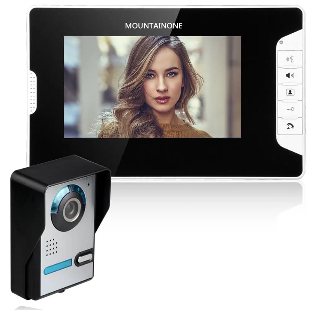 MONUTAINONE Monitor da 7 pollici Videocitofono Campanello Citofono con telecamera 1000TVL Sblocco Conversazione Impermeabile