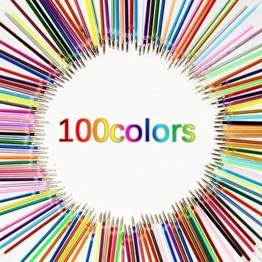 Set da 100/48/24 Ricariche per Penne Gel Multicolore Scintillanti da 1.0mm, Nuclei di Ricarica Glitterati per Scrittura Artistica e Doodle (Penne Non Incluse)