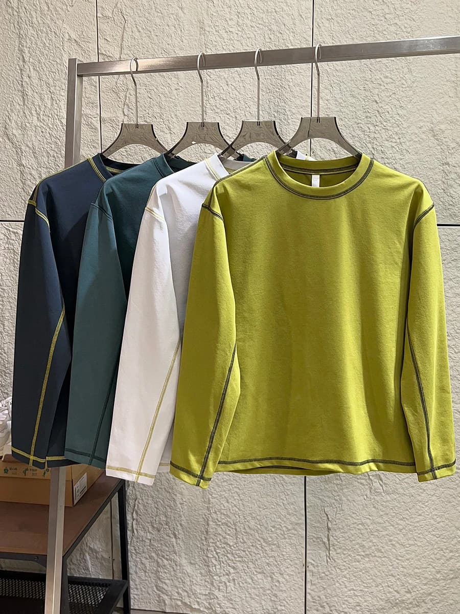Outdoor Men's Long Sleeve T-Shirt Breathable Quick Dry Sportswear Polyester Fiber Spring Season round Neck Standard Fit