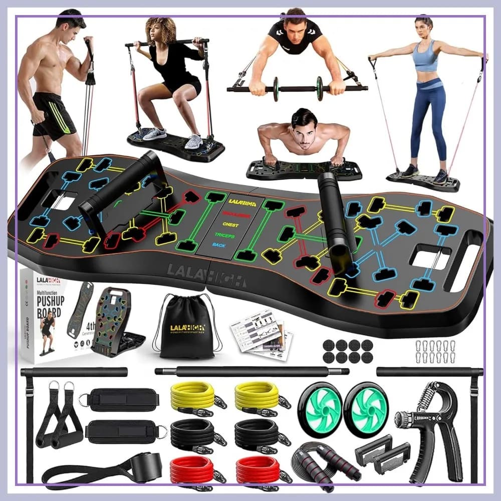 Tavola per flessioni 36-in-1 con ruota per addominali e bande di resistenza, palestra portatile per allenamento completo del corpo, regalo per lui