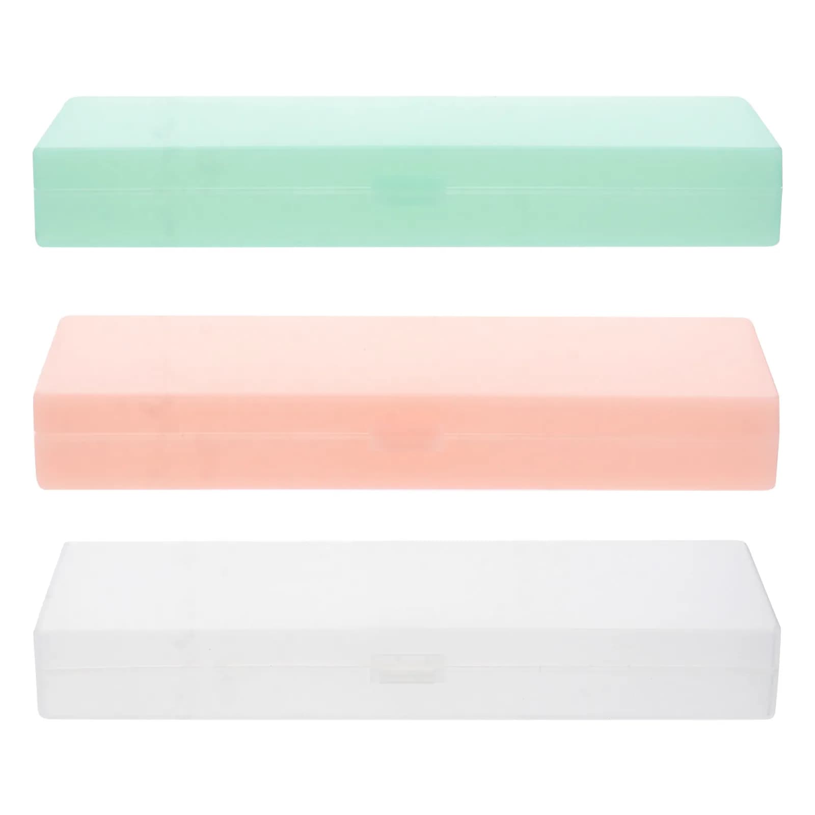3Pcs Sturdy Transparent Plastic Pencil Case Set Holds Pens Pencils Small Supplies Perfect for Classroom Desk Organization Pencil
