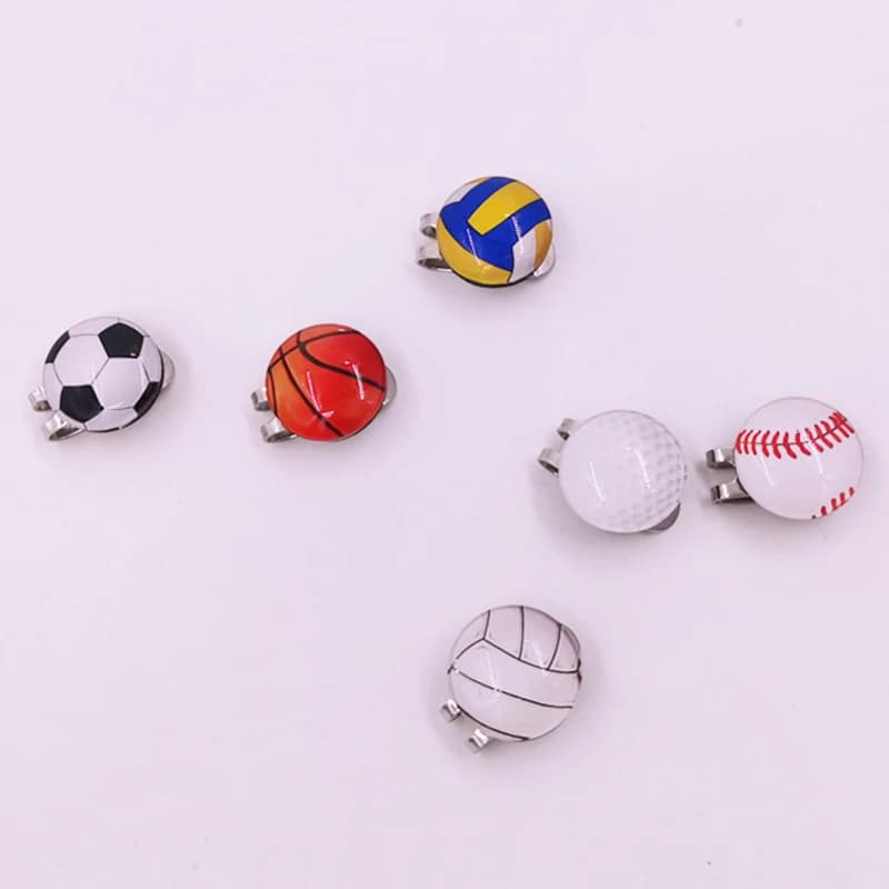 1pc golf ball marker stick to cappucci visiera fun football baseball basketball design sports accessories golf clip for hat