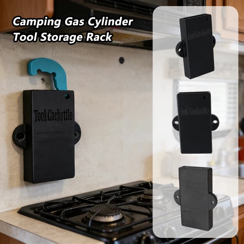 Anti-Lost Gas Cylinder Tool Storage Rack for Camping Hold Gok Double Headed Tools Gas Key Install Near Gas Cylinder RV Campervan