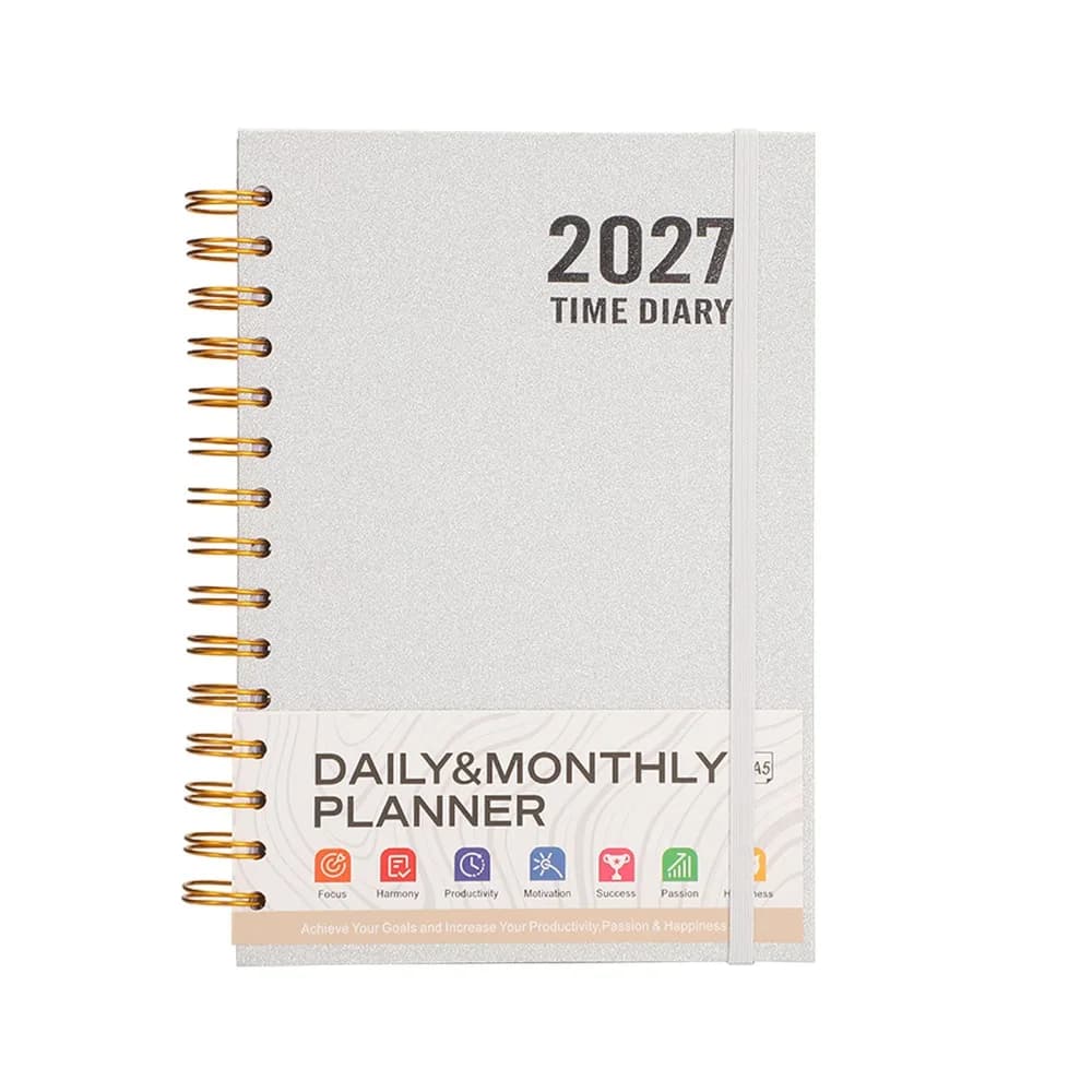 New A5 2027 Schedule Planner with Elastic Band English Daily Notepad Thick Paper 336 Pages To Do List Notebook Office